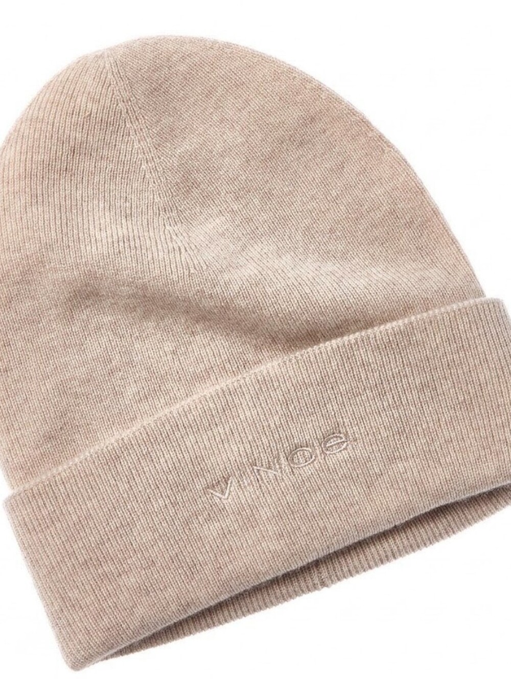 VINCE Fine Rib Double Layer Cuff Knit Hat In Neutral
